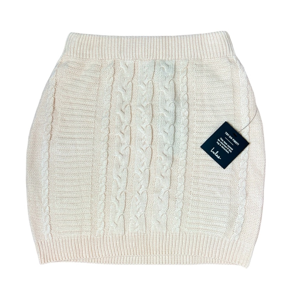 NWT LULUS Cream Sweater Skirt Womens Medium